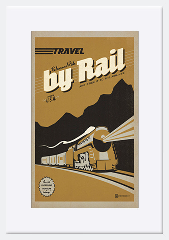 AL JOEAND 116843 VINTAGE ADVERTISING TRAVEL BY RAIL TRAIN USA - ArtFramed