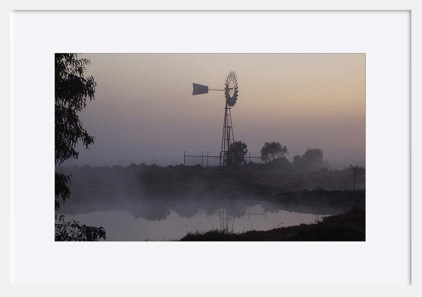 a076763 Australian windmill fog day creek Foggy morning copy - ArtFramed
