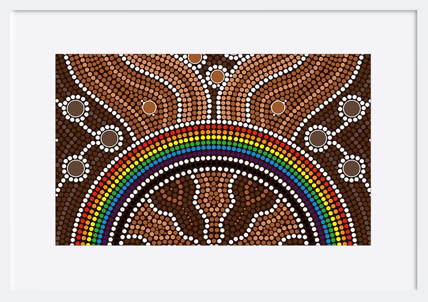 a21193878s Australian aboriginal style dot painting depicting rainbow copy - ArtFramed