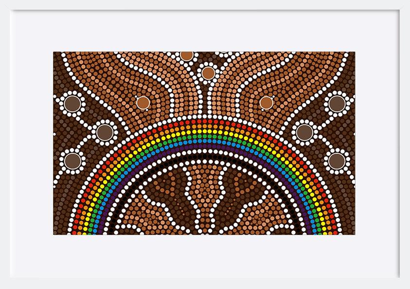 a21193878s Australian aboriginal style dot painting depicting rainbow copy - ArtFramed